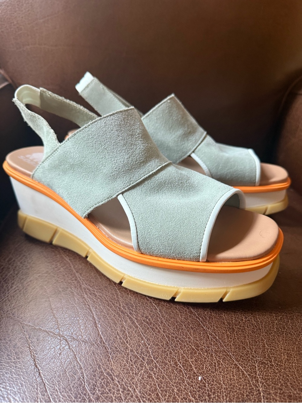 SOREL Women’s Sage Suede Sport Wedge Slingback Sandals Size 11 EU 42